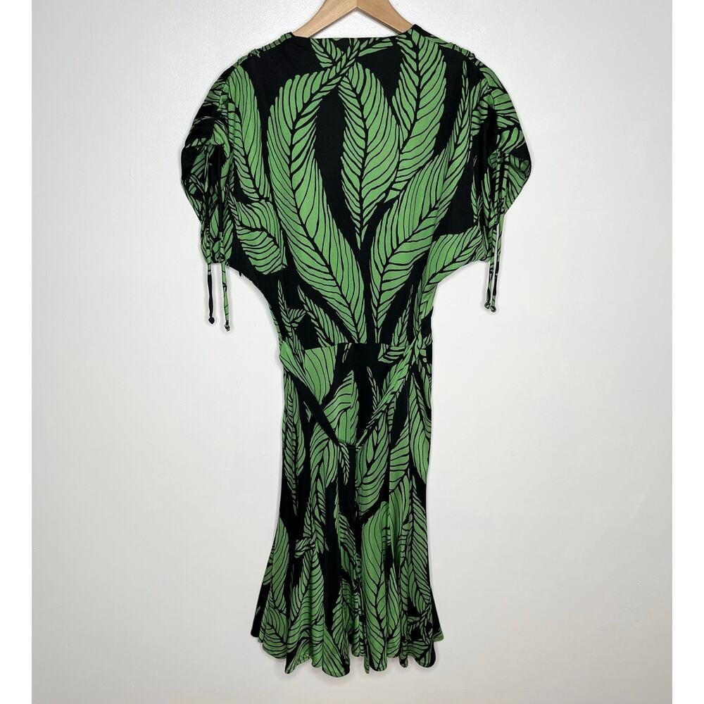 Mara Hoffman Womens 100% Silk Dress Small Black Green Tropical Leaf Print V Neck - Picture 9 of 9